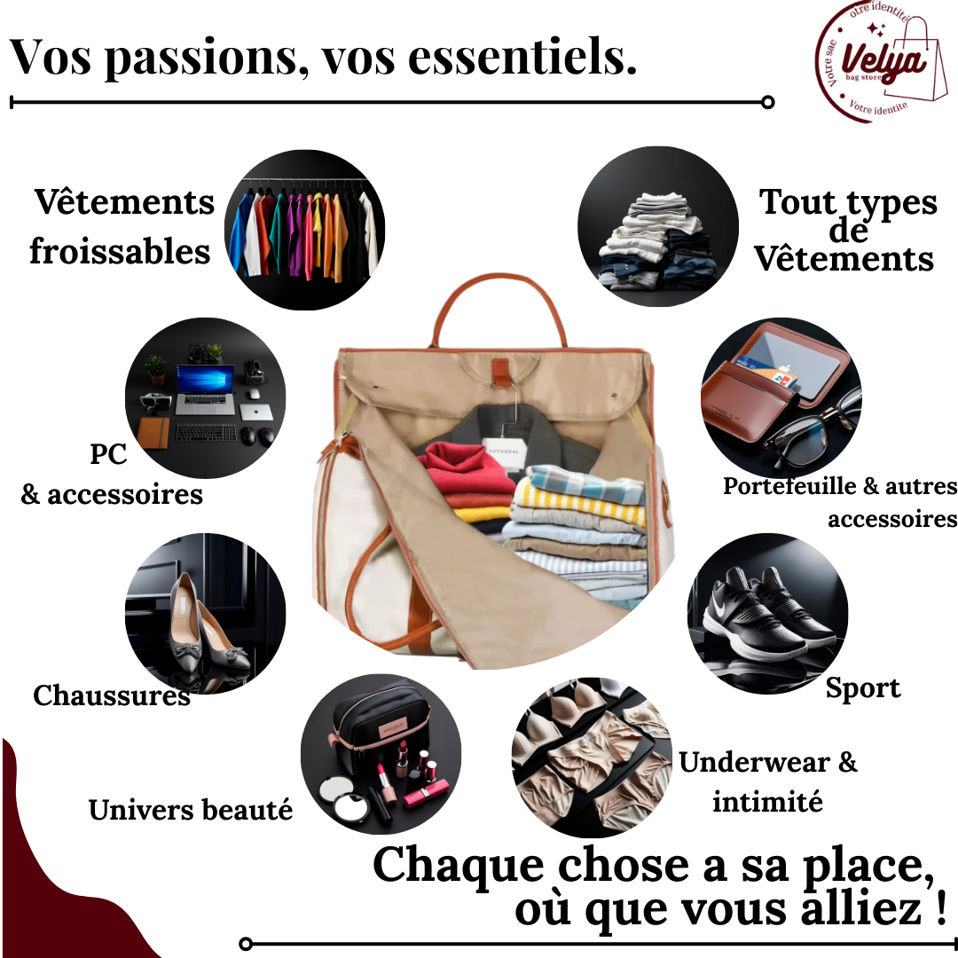 VELYA - Sac de Voyage CarryAll | Élégant, Compact & Format Cabine